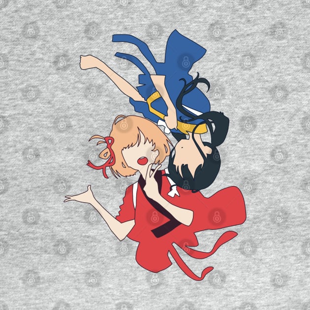 Lycoris recoil anime characters chisato and takina minimalist flat art by Animangapoi